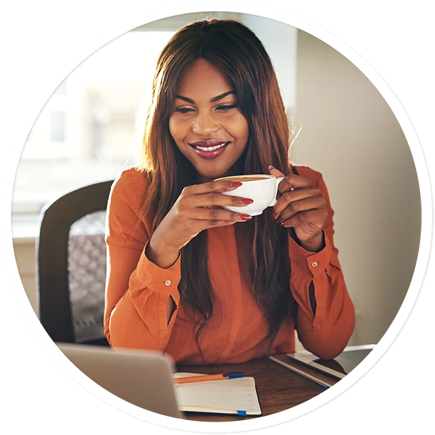 Employee drinking coffee