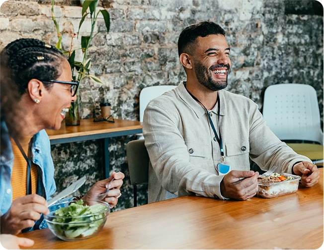 People eating healthy lunch