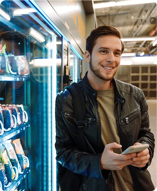 Employee using vending machine