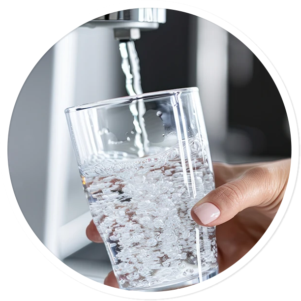 Filtered water being poured